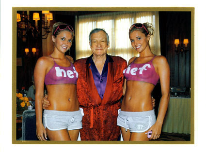 Hugh Hefner, Kristina Shannon, Karissa Shannon, Holiday card Hugh Hefner, Kristina Shannon, Karissa Shannon, Holiday card